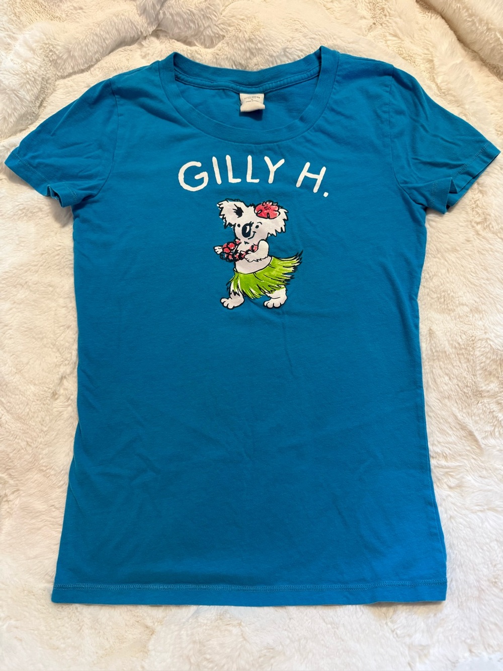Gilly Hicks Women’s Blue Graphic Tee with Koala Hula Print